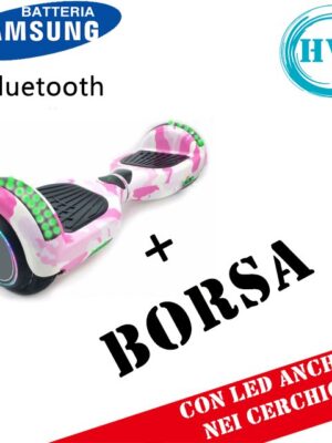 Hoverboard HV6.5 con Luci FULL LED + BLUETOOTH (PINK CAMOUFLAGE)