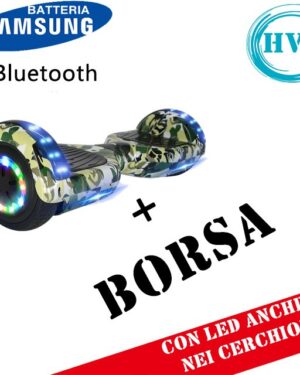 Hoverboard HV6.5 con Luci FULL LED + BLUETOOTH (VERDE MILITARE)