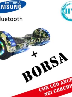 Hoverboard HV6.5 con Luci FULL LED + BLUETOOTH (VERDE MILITARE)