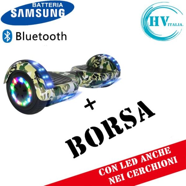 Hoverboard HV6.5 con Luci FULL LED + BLUETOOTH (VERDE MILITARE)