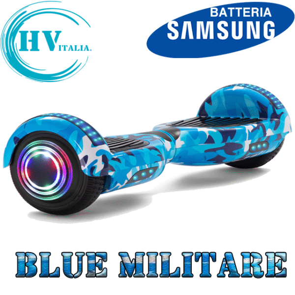 Hoverboard HV6.5 con Luci LED + BLUETOOTH (BLUE MILITARE)