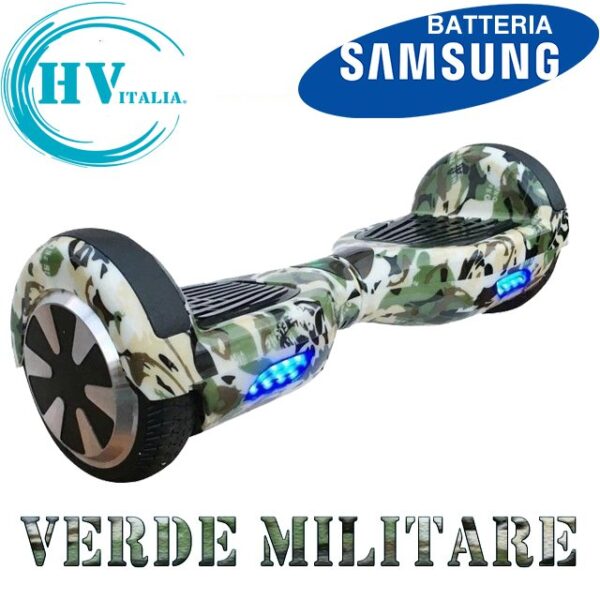 Hoverboard HV6.5 con Luci LED + BLUETOOTH (VERDE MILITARE)