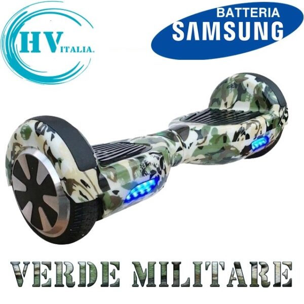 Hoverboard HV6.5 con Luci LED + BLUETOOTH (VERDE MILITARE)