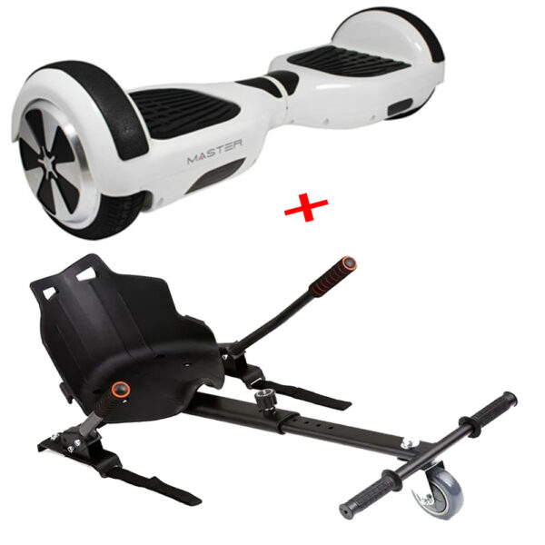 Hoverboard HV6.5 Pollici con luci led e bluetooth + hoverkart (BIANCO)