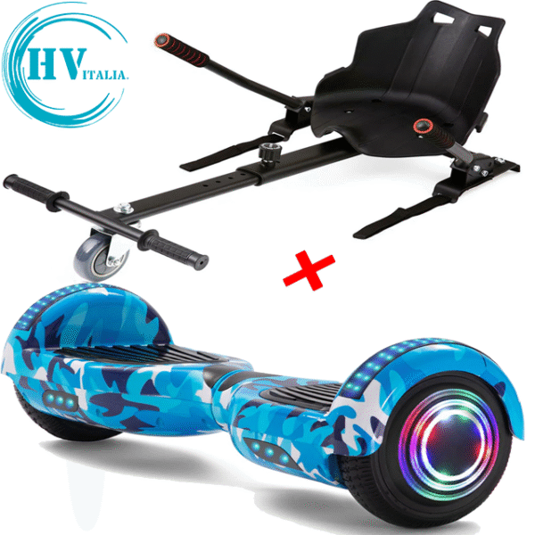 Hoverboard HV6.5 POLLICI con Luci LED E BLUETOOTH + HOVERKART (BLU MILITARE)
