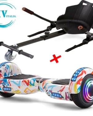 Hoverboard HV6.5 POLLICI con Luci LED E BLUETOOTH + HOVERKART (GRAFFITI)