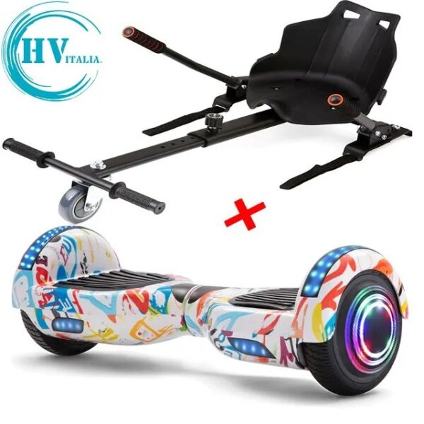 Hoverboard HV6.5 POLLICI con Luci LED E BLUETOOTH + HOVERKART (GRAFFITI)