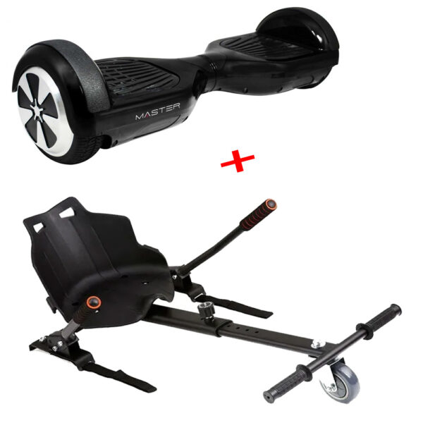 Hoverboard HV6.5 Pollici con luci led e bluetooth + hoverkart (NERO)