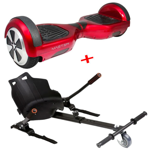 Hoverboard HV6.5 Pollici con luci led e bluetooth + hoverkart (ROSSO)